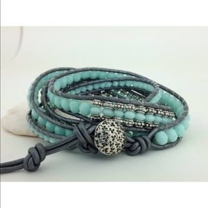 Amazonite and sterling silver wrap bracelet